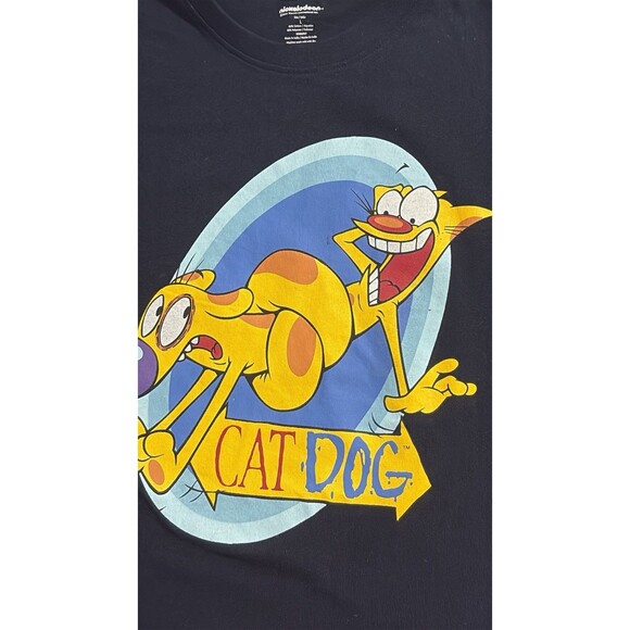 Nickelodeon CATDOG RETRO Graphic Black Unisex Cartoon Graphic T Shirt sz Large - Picture 3 of 7